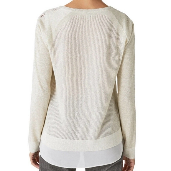 LUCKY BRAND womens Gold Shimmer Knit Layered Sweater size M - Picture 4 of 10
